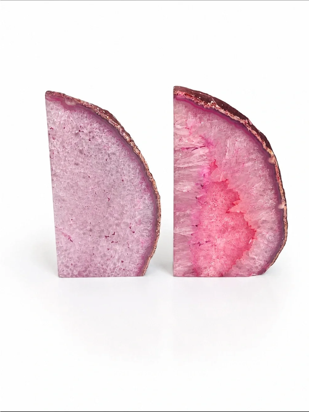 Vintage West Elm Pink Brazilian Agate Bookends